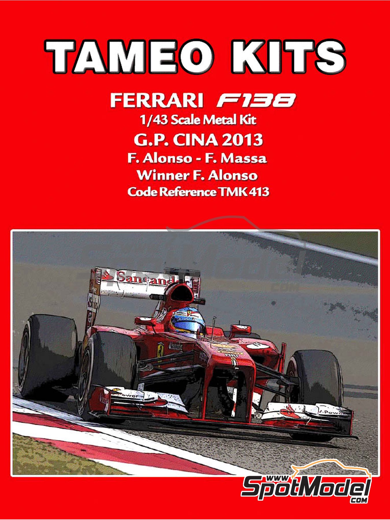 Tameo Kits TMK413: Car scale model kit 1/43 scale - Ferrari F138